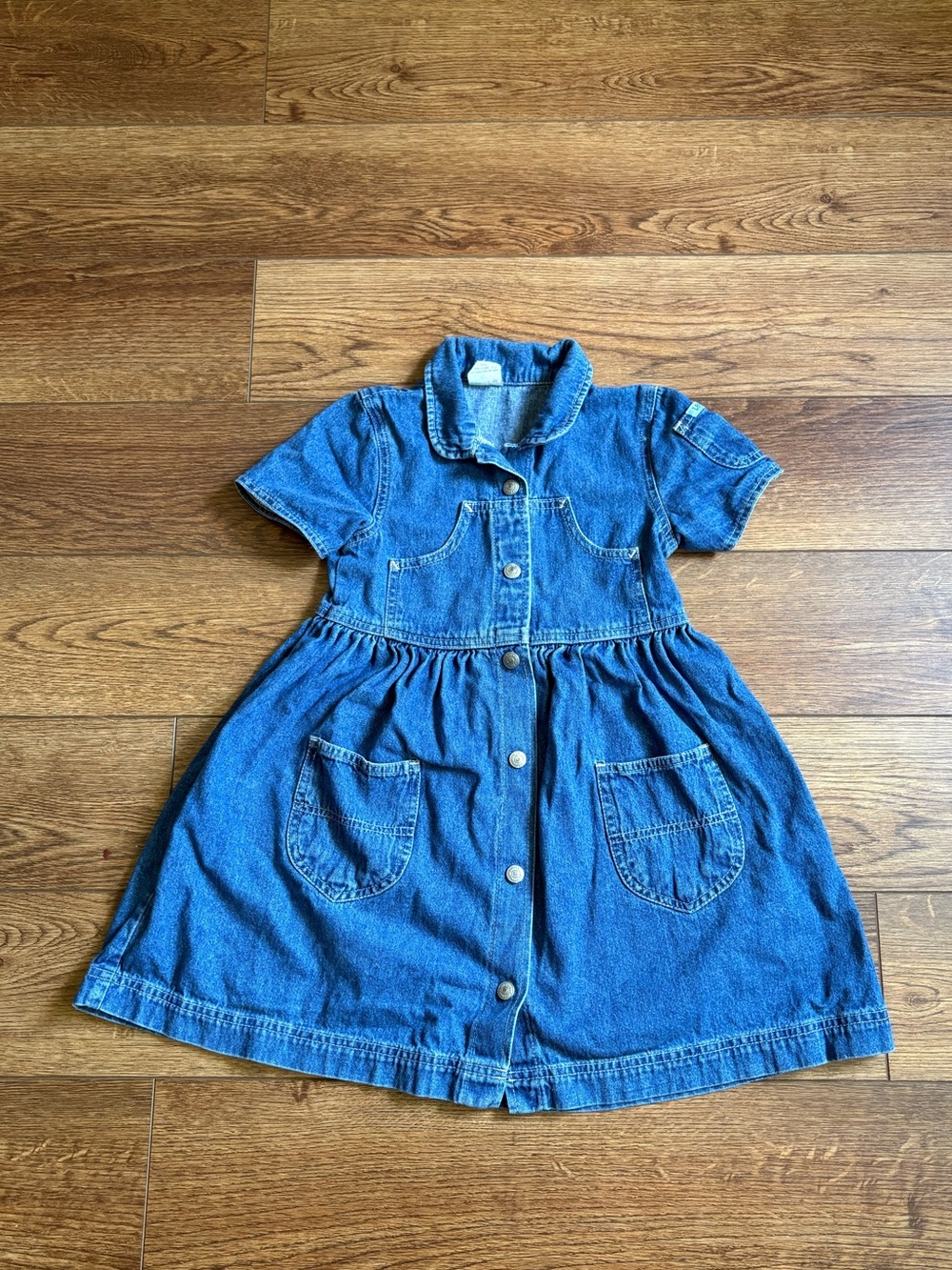 Vintage 90s Lee Blue Denim Button-Front Girls' Casual Dress Size 6X